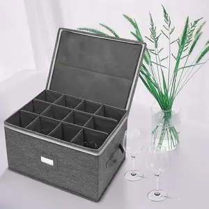 Stemware Storage Box, China Storage Containers Chest Boxes For 12 Wine Glass Case With Hard Shell Box With Divider For Champagne