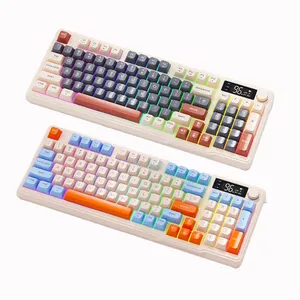 無料のWolfM96ワイヤレスBTデュアルモードメカニカルタッチキーボードPBTボールハット、ディスプレイノブゲームキーボード付き