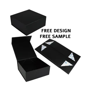 Ücretsiz örnek özel baskı logosu sert karton manyetik katlanabilir katlanır ambalaj kutuları lüks manyetik hediye kutusu