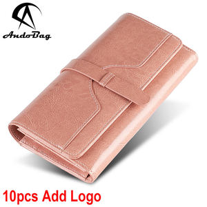 Portefeuille long RFID AndoBag pour femmes, en cuir de vache véritable, style pochette, sac à main décontracté tendance pour femmes, 2267 - Product Image 1