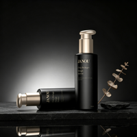 Flacon pompe cosmétique de luxe 150 ml en PET/PC noir, couleur or champagne, avec logo personnalisé, vide, pour sérum de soin, emballage OEM/ODM