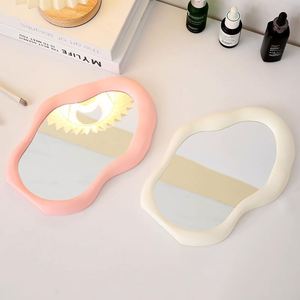 Cute Wave-Shaped Desk <b>Vanity</b> <b>Makeup</b> <b>Mirror</b>,Portable Aesthetic Folding <b>Mirror</b> Travel Make up <b>Mirror</b> for Standing/Hanging - Product Image 1
