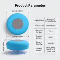 Altavoz Portátil Impermeable con Ventosa, Directo de Fábrica, V5.3, Llamadas Manos Libres, 6 Colores, Altavoz para Ducha de Baño, Logotipo Personalizado