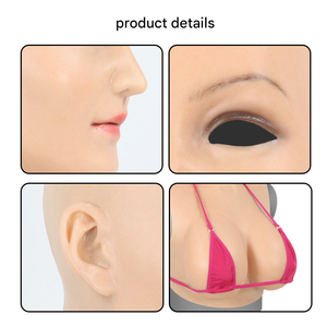 Maschera Realistica in Silicone per Crossdresser Forme del <span class=keywords><strong>Seno</strong></span> Maschera Integrale con Seni Finti Costume per Uomo Drag Queen Transgender Ladyboy - Product Image 3