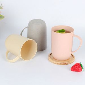 Vaso de agua de paja de trigo con asa, para beber directamente, portátil, para estudiantes, para dormitorio, lavable. - Product Image 3