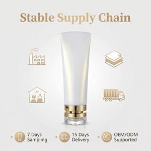 หลอดบีบเครื่องสำอางสีขาวมุกหรูหราพร้อมฝาปิดสีทองแบบพลิกได้ ขนาด 50 มล. หลอด PE เปล่าสำหรับโลชั่นบำรุงผิว/รองพื้น รับผลิตแบบ OEM/ODM - Product Image 5