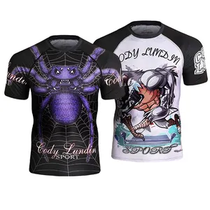 Großhandel MMA Compression T-Shirts Custom Design Ihre eigene Sublimation Full Printed Rash Guard