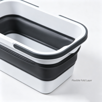 Seau à eau pliable multifonctionnel en silicone de 7 L avec poignée de transport, bac rectangulaire pliable pour le nettoyage domestique, utilisation automobile