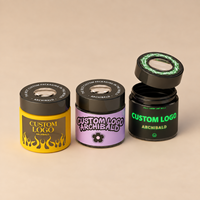 Vente en gros de pots en verre magnifiants noirs UV de 3,5 g et 7 g, pots à fleurs avec couvercle magnifique résistant aux enfants et hermétique