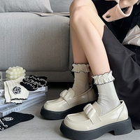 Maquette de conception GRATUITE Créez votre propre logo Chaussettes ras du cou imprimées jacquard pour jeunes femmes Logo personnalisé sur le dessous Nylon/coton écologique