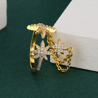 Bague de luxe avec pompon étoile, en cuivre, or 18 carats, bijoux à la mode, vente en gros,
