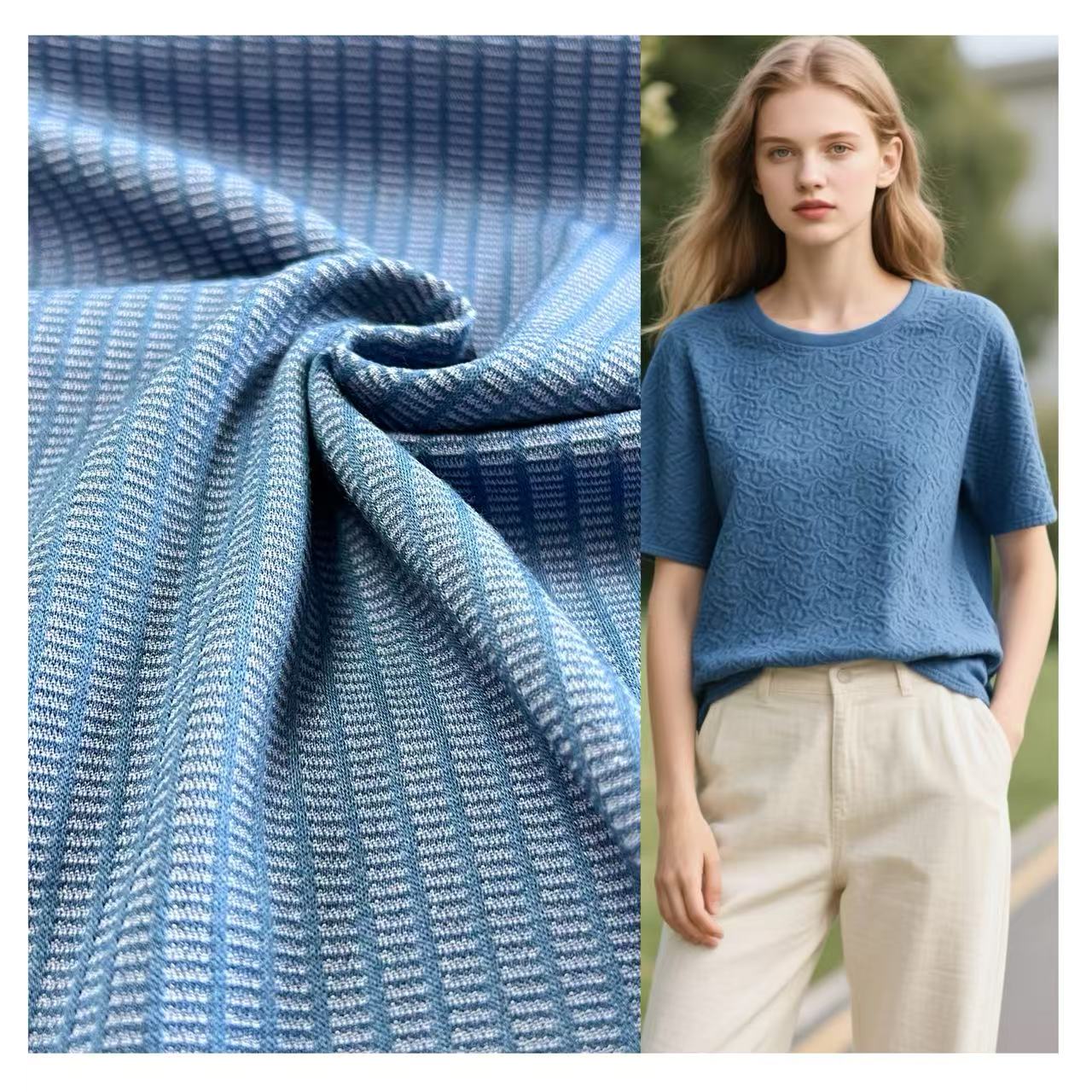 Make to Order 150GSM 41% Merino Wool 59% Nylon Brushed Knitted Dobby Rib Fabric for Wool Blouse