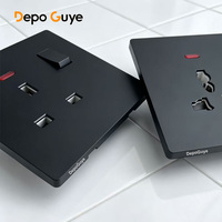 Interrupteur mural à bouton noir UK 13A, prise de courant intelligente à charge rapide USB C 20W universelle, prise électrique 220V