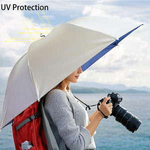 Chapeau parapluie léger et pliable, protection solaire et pluie, logo personnalisé, tissu pongé 190T, vente en gros, parapluie de tête pour le jardin - Product Image 5