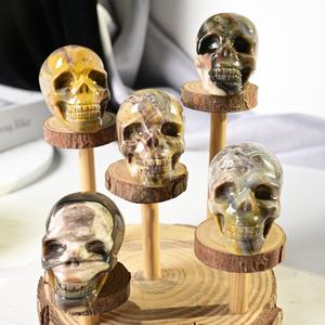 Crânes Fossiles en Bois Petrifié Naturel Poli en Gros, Crânes Sculptés en Cristal Style Bohème, Décoration Maison Noël Halloween - Product Image 5