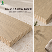 Contreplaqué recouvert de placage en chêne clair naturel Jinbase W-XM-206, qualité E0, 1220x2440mm, placage préfini, base en pin de 6 pouces.