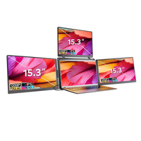Monitor Portátil de Pantalla Cuádruple de 15.3 Pulgadas, Diseño Plegable, 1 Cable para 3 Pantallas, Conexión Flexible USB-C o USB-A con Computadoras Portátiles