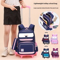 Nouveau Sac à Dos à Roulettes Tendance Rétro pour Élèves du Primaire, Unisexe, Grande Capacité, Multi-compartiments, en Nylon Respirant