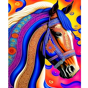 Painting By Number Colorful Horse Animal Drawing On Canvas Handpainted Art Gift Diy Picture Kits For Home Decoration 40x50cm
