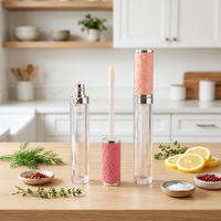Tube Lip Gloss Kosong Ramah Lingkungan Warna Pink Matte 6ml, Kemasan Kosmetik Isi Ulang dengan Label Pribadi dan Tutup Sekrup