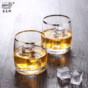Crystal Whiskey Glass 201-300ml Gold Plated Rim Party Drinkware - Product Image 2