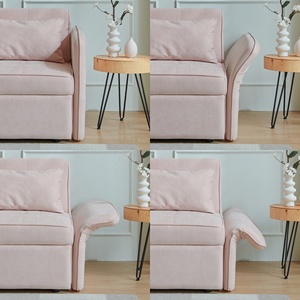 Sofá <span class=keywords><strong>cama</strong></span> extraíble de tela de chenilla Rosa Sofá <span class=keywords><strong>cama</strong></span> <span class=keywords><strong>Loveseat</strong></span> Sofá Sofás Camas con reposabrazos ajustables Ventas al por mayor - Product Image 5