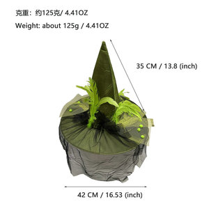 Sombrero <span class=keywords><strong>de</strong></span> <span class=keywords><strong>Bruja</strong></span> Verde <span class=keywords><strong>de</strong></span> Halloween <span class=keywords><strong>con</strong></span> <span class=keywords><strong>Plumas</strong></span> y Velo, Estilo Mago <span class=keywords><strong>de</strong></span> Oz, Sexy - Product Image 6
