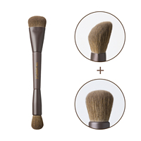 Ensemble de pinceaux de maquillage fonctionnels à double extrémité pour cheveux végétaliens super doux Ensemble de pinceaux de maquillage pour contour en poudre couleur café intégré