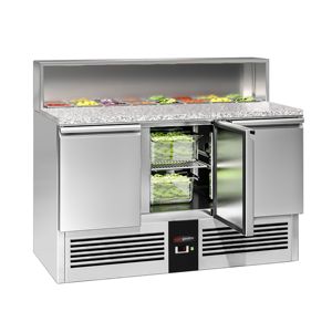 GGM Gastro Saladette PREMIUM - 1368 mm - 3 portes - avec dessus en acier inoxydable pour 8x GN 1/6 - Product Image 1