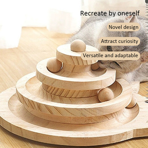 <span class=keywords><strong>Poteau</strong></span> à gratter pour chat en sisal, plateau tournant en <span class=keywords><strong>bois</strong></span> massif à 4 niveaux, résistant à l'usure, jouet auto-activant pour chat, disque rotatif pour chat, balle - Product Image 4