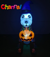 Decoración Navideña, Calavera Inflable con Sombrero de Bruja, Sombrero de Bruja Inflable con Cubo para Calabazas para Halloween