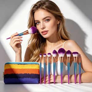 7Pcs Makeup Brush Set Soft Synthetic Nylon Hair Plastic Metal Handle Fan Flat <b>Blush</b> Cosmetic Brushes - Product Image 3