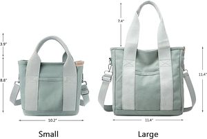 Petit sac fourre-tout avec fermeture éclair, sac fourre-tout pour femmes, sac à bandoulière en toile - Product Image 3