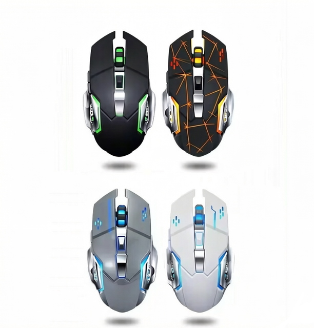 6D Optical LED Light Ergonomic Mini Gaming Wireless Mouse 2.4GHz USB Rechargeable 3 Buttons for Both Hands for PC Laptop