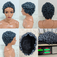Promotion 7$ Letsfly Vente en gros de perruques complètes à prix réduits, perruques courtes coupe pixie, cheveux humains naturels 613 #   Perruques pas chères grises