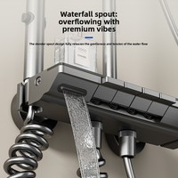 Ensemble de douche mural moderne et minimaliste en alliage d'aluminium, style touches de piano, avec pommeau de douche céramique haute pression effet pluie, directement de l'usine