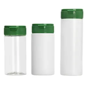 Customized High Quality 200ml PET Plastic Power Bottle with 5 Holes Flip Top Cap for Pepper Spice Condiment Packaging