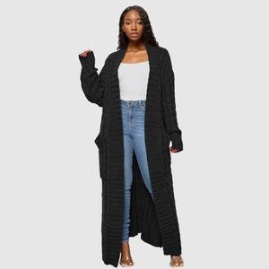 Suéter Cárdigan Largo para Mujer, Tejido Holgado con Bolsillos, Moda, Gran Venta - Product Image 3