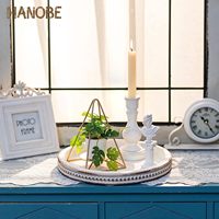 Décor de plateau rond de perles lavées blanches pour Table basse Plateaux en bois rustiques Pièce maîtresse de ferme pour comptoir de cuisine de salon
