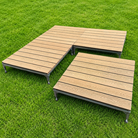 Dalles de terrasse modulaires en composite WPC pour extérieur, avec cadre en aluminium réglable, imperméables et résistantes aux UV