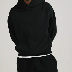 Sweat à capuche à épaules tombantes pour homme, couleur unie, vêtements personnalisés, fabrication au Pakistan, vente en gros, polyester et coton écologiques, vêtements décontractés - Product Image 5