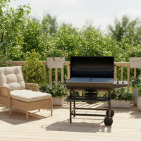 Barbecue à charbon de bois robuste en acier pour extérieur, pliable, avec double table, chariot de jardin, fumoir, revêtement en poudre