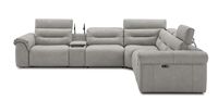 Sofá Reclinable Modular de Diseño con Reposabrazos Multimedia y Luces LED, Sofá Seccional de Cuero Premium para Villa
