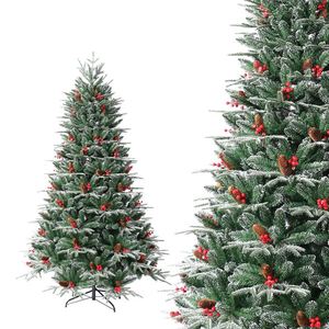 Árbol de Navidad Automático de Estilo Europeo con Bayas Rojas y Follaje de PE+PVC con Puntas Blancas - Product Image 4