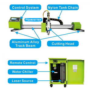 Nouvelle machine de découpe laser à fibre portable Gantty 1500W, refroidissement par eau, 12m/min, fabrication de tôles, prise en charge AI/LAS - Product Image 4