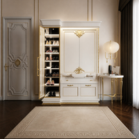 Armoire de chambre à coucher moderne en bois avec tiroirs et miroir, armoire de rangement à 4 portes, meubles de chambre à coucher pour la maison et l'hôtel