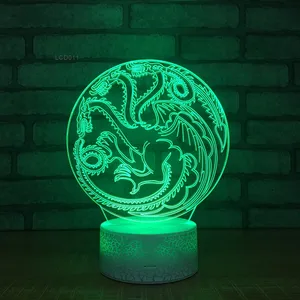 Lámpara Led 3d para niños, luces de visión estéreo de animales, creativa, nocturna, Usb