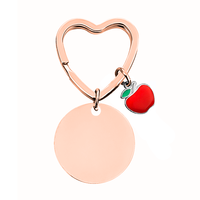 Porte-clés rond personnalisable Ywyougang avec charm en émail mignon, en acier inoxydable, multicolore pour femmes et filles