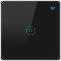 Interrupteur tactile intelligent Tuya Smart Life, norme britannique et européenne, Wifi, 1 canal, noir, pour la commande à distance des téléphones mobiles