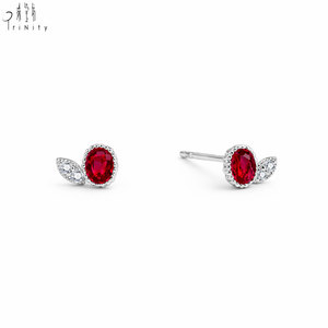 Boucles d'oreilles de haute qualité en gros, bijoux en or massif 18 carats, pierres précieuses naturelles de coupe ovale, rubis rouge vif, boucles d'oreilles pour usage quotidien - Product Image 1